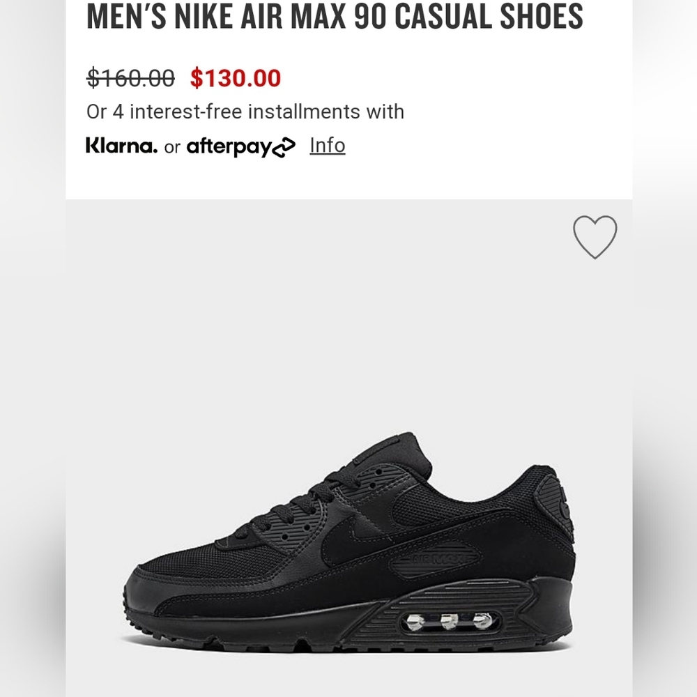 Nike all black air max 90 6.5 men's 8 women's